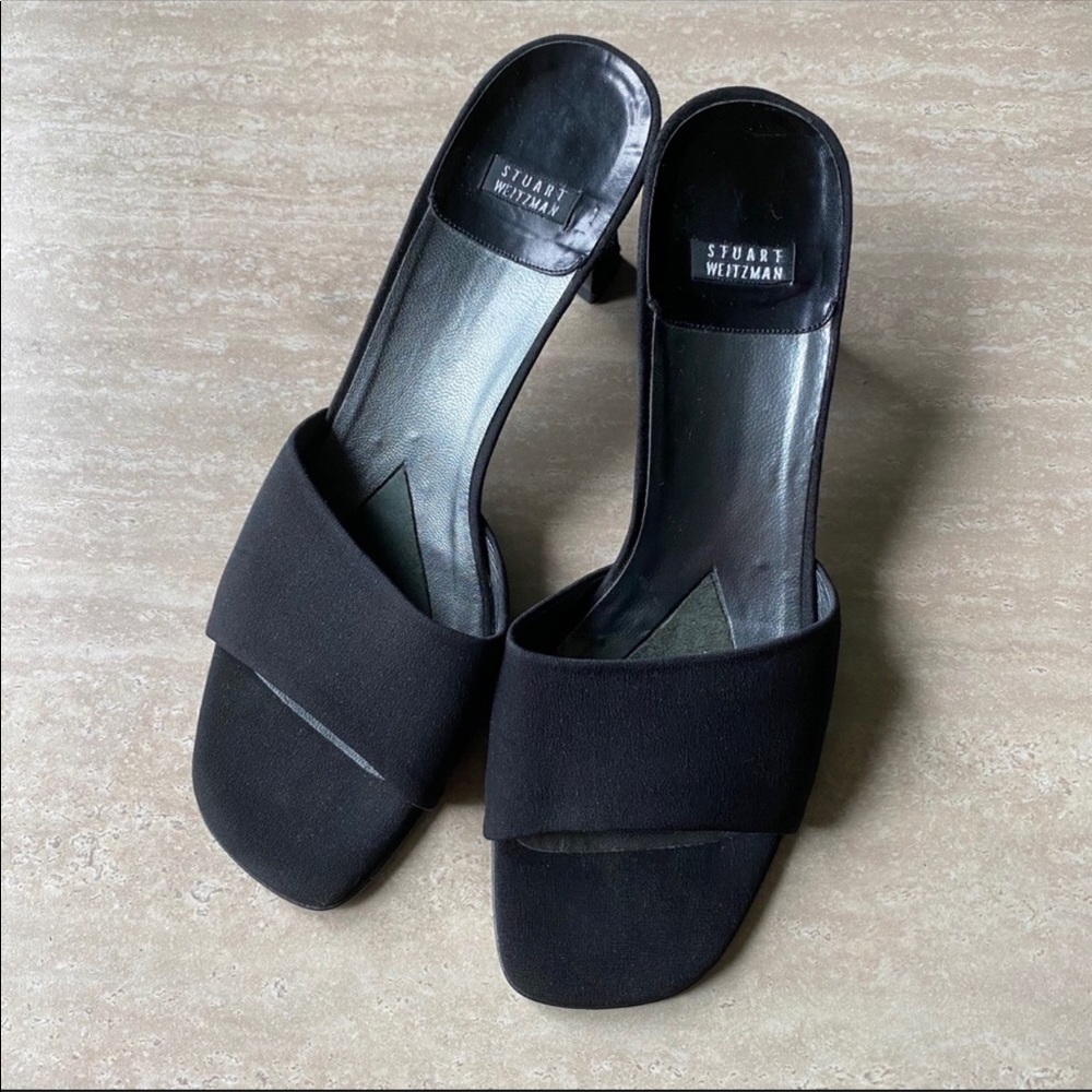 Vintage Stuart Weitzman Square Toe Block Heel Mule